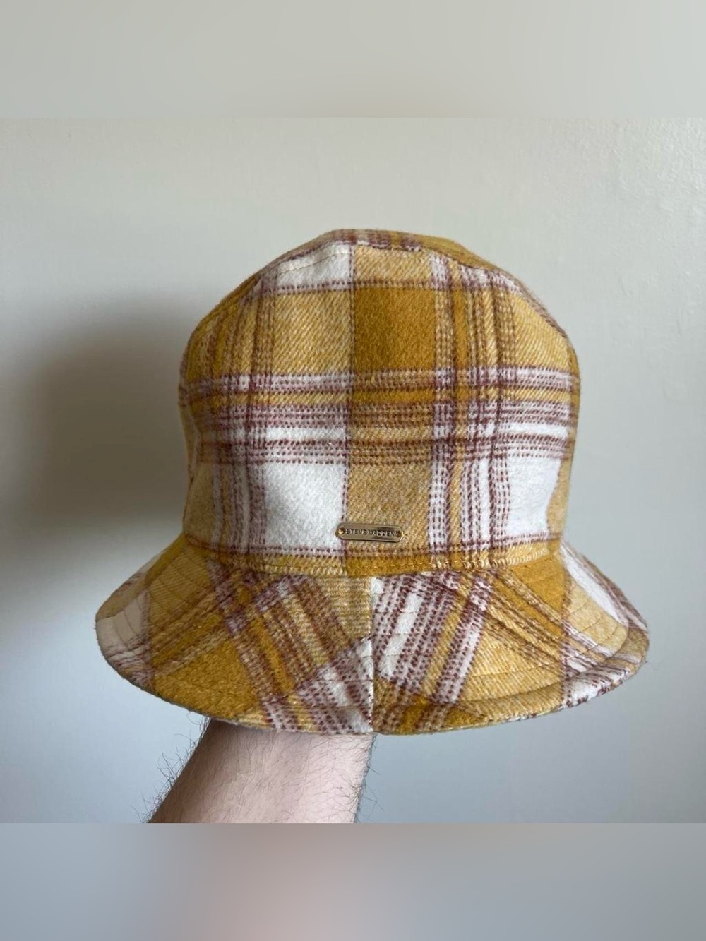 Steve Madden yellow plaid bucket hat